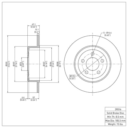 Dynamic Friction Company Disc Brake Rotor 604-39016