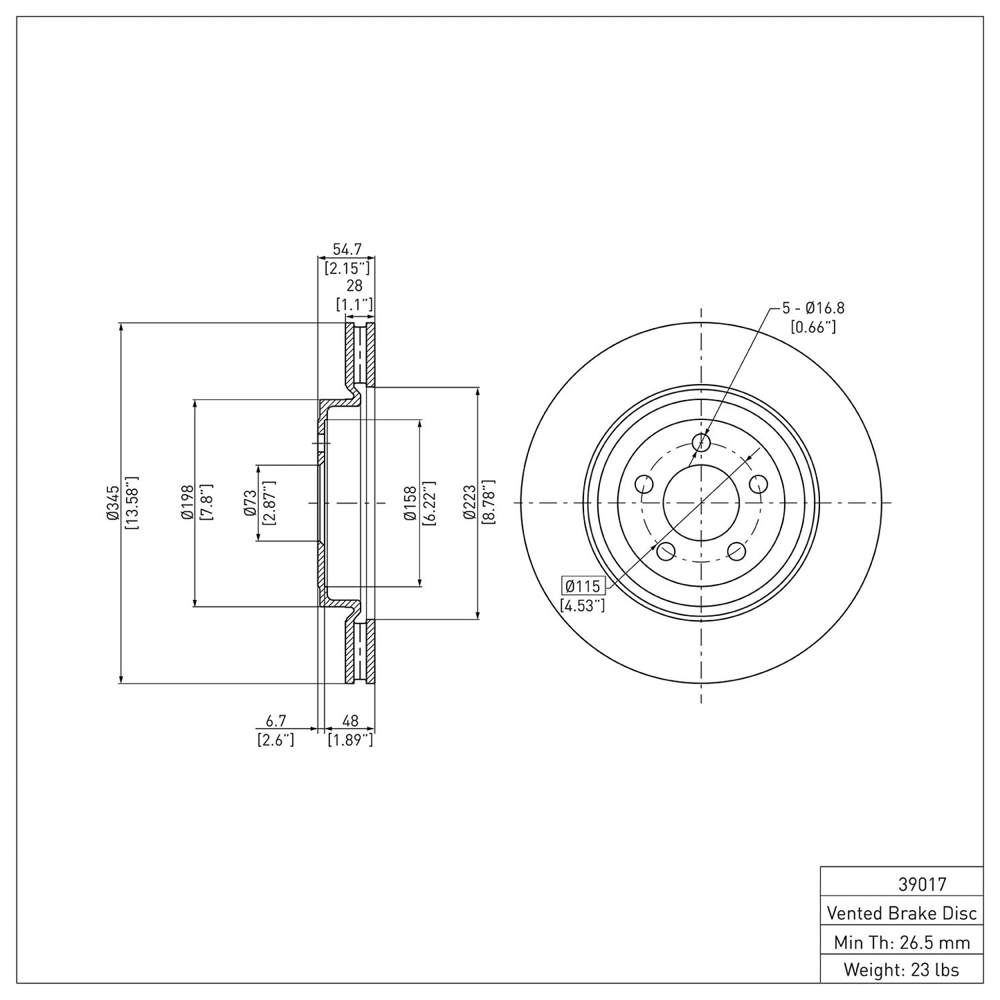 Dynamic Friction Company Disc Brake Rotor 604-39017