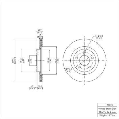 Dynamic Friction Company Disc Brake Rotor 604-39023