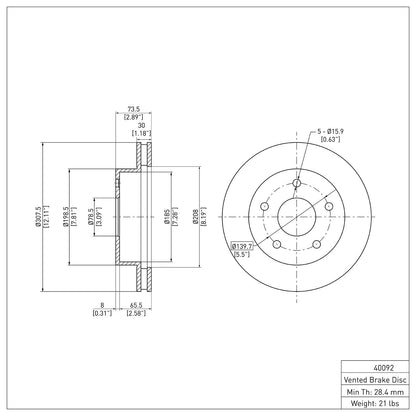 Dynamic Friction Company Disc Brake Rotor 604-40092