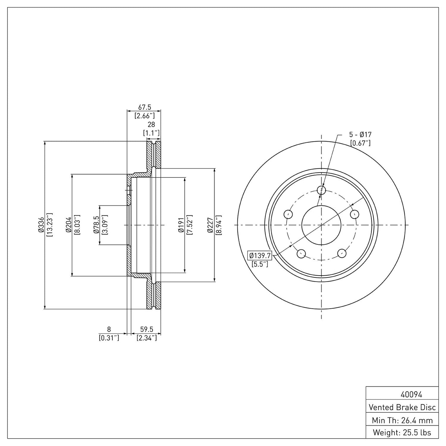 Dynamic Friction Company Disc Brake Rotor 604-40094