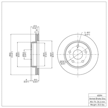 Dynamic Friction Company Disc Brake Rotor 604-40094