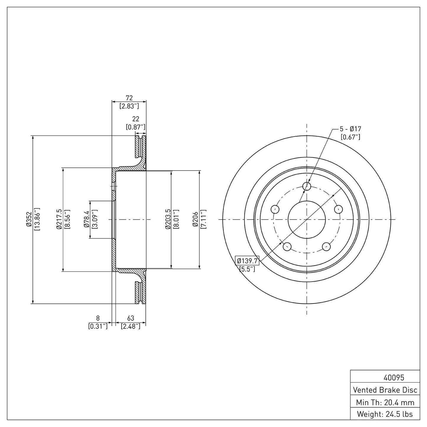 Dynamic Friction Company Disc Brake Rotor 604-40095