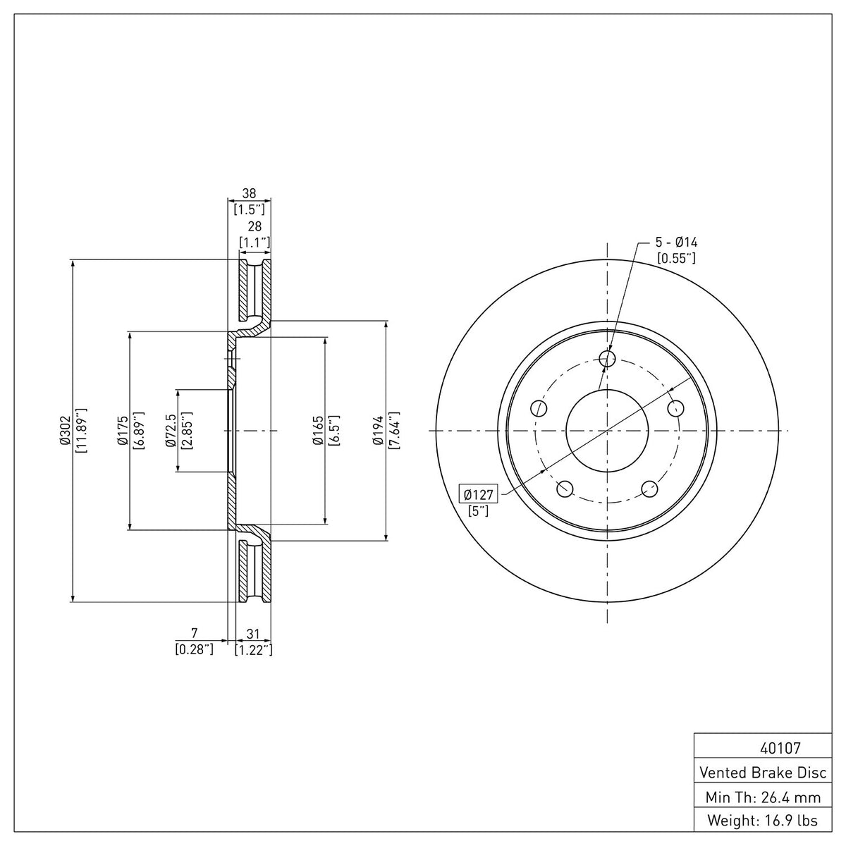 Dynamic Friction Company Disc Brake Rotor 604-40107