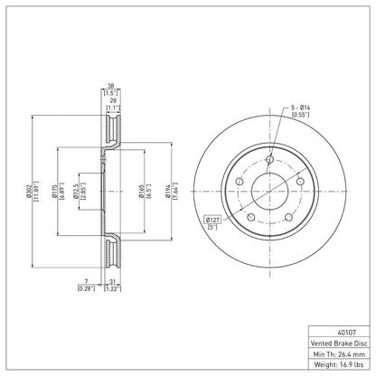 Dynamic Friction Company Disc Brake Rotor 604-40107