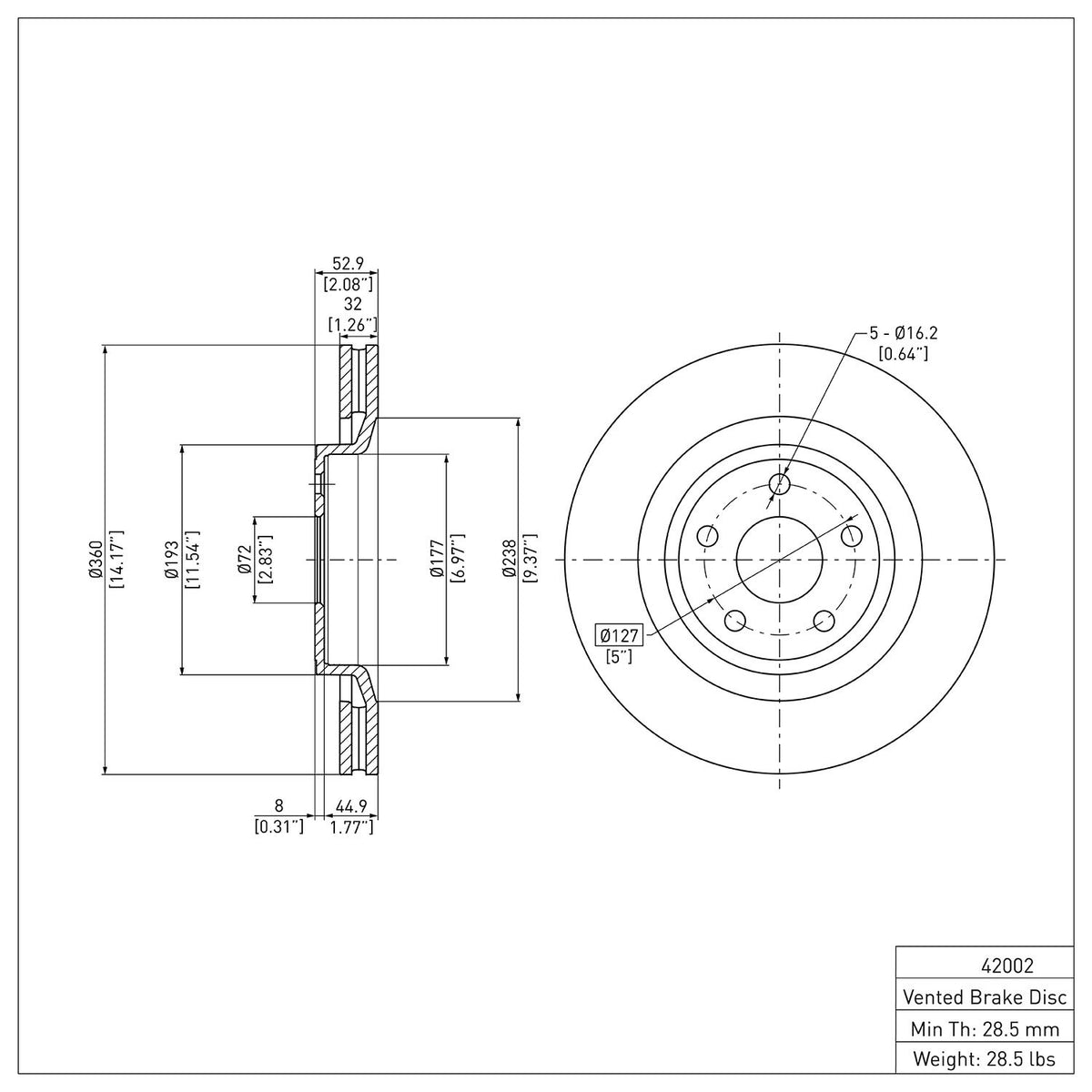 Dynamic Friction Company Disc Brake Rotor 604-42002