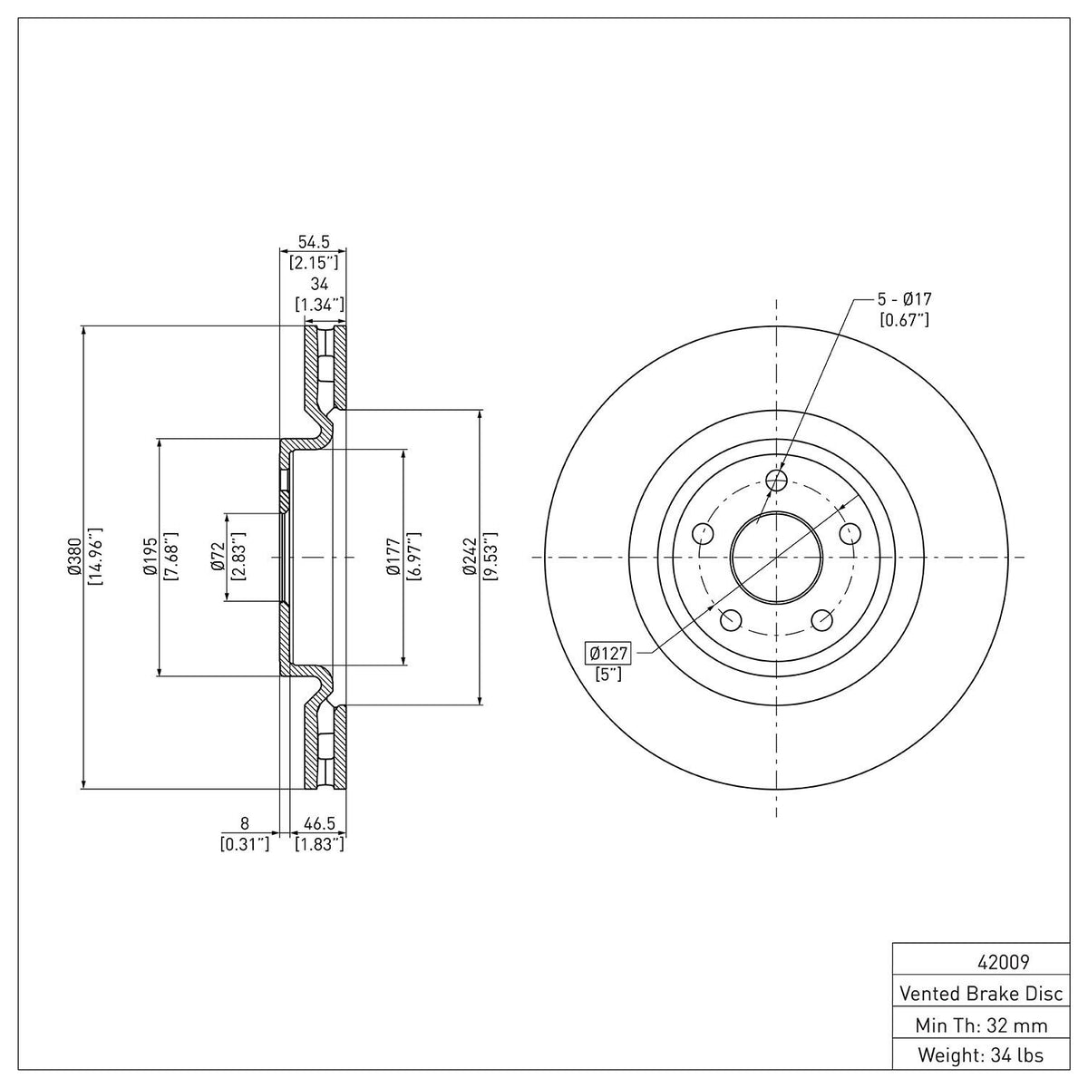 Dynamic Friction Company Disc Brake Rotor 604-42009