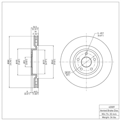 Dynamic Friction Company Disc Brake Rotor 604-42009