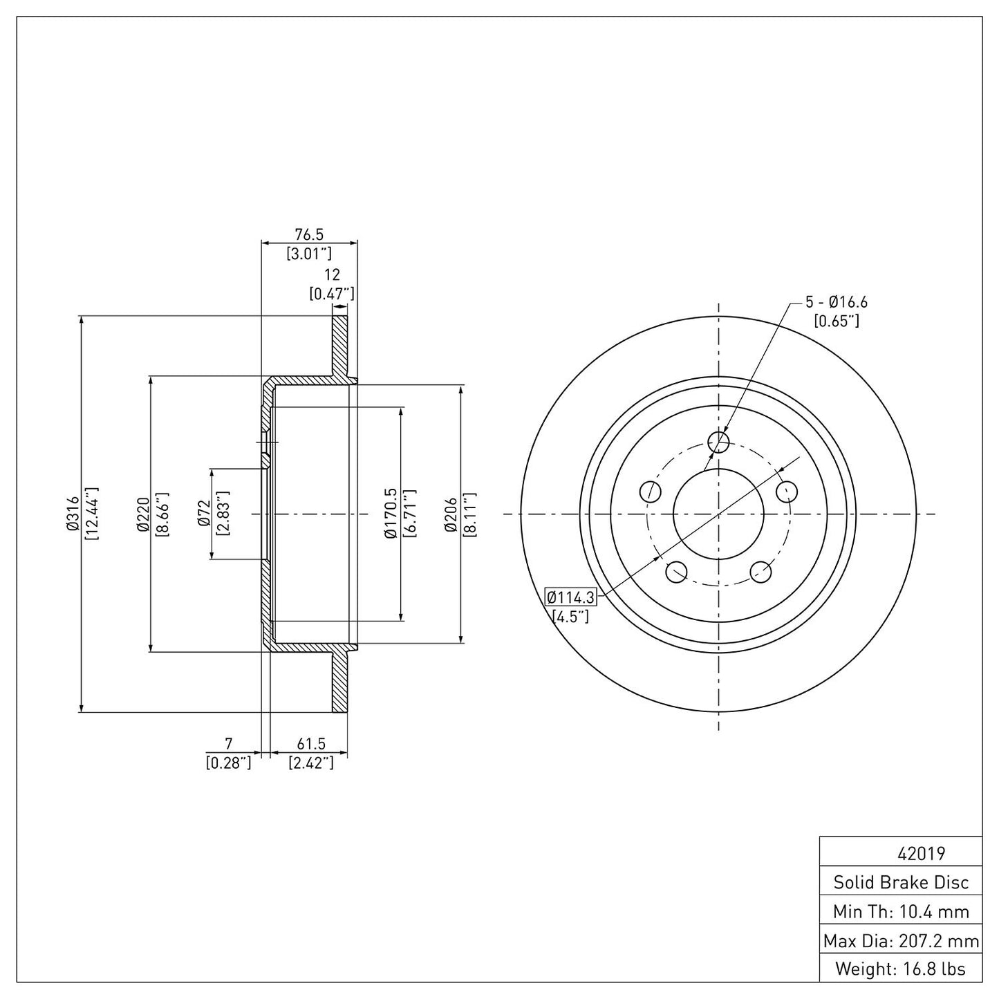 Dynamic Friction Company Disc Brake Rotor 604-42019