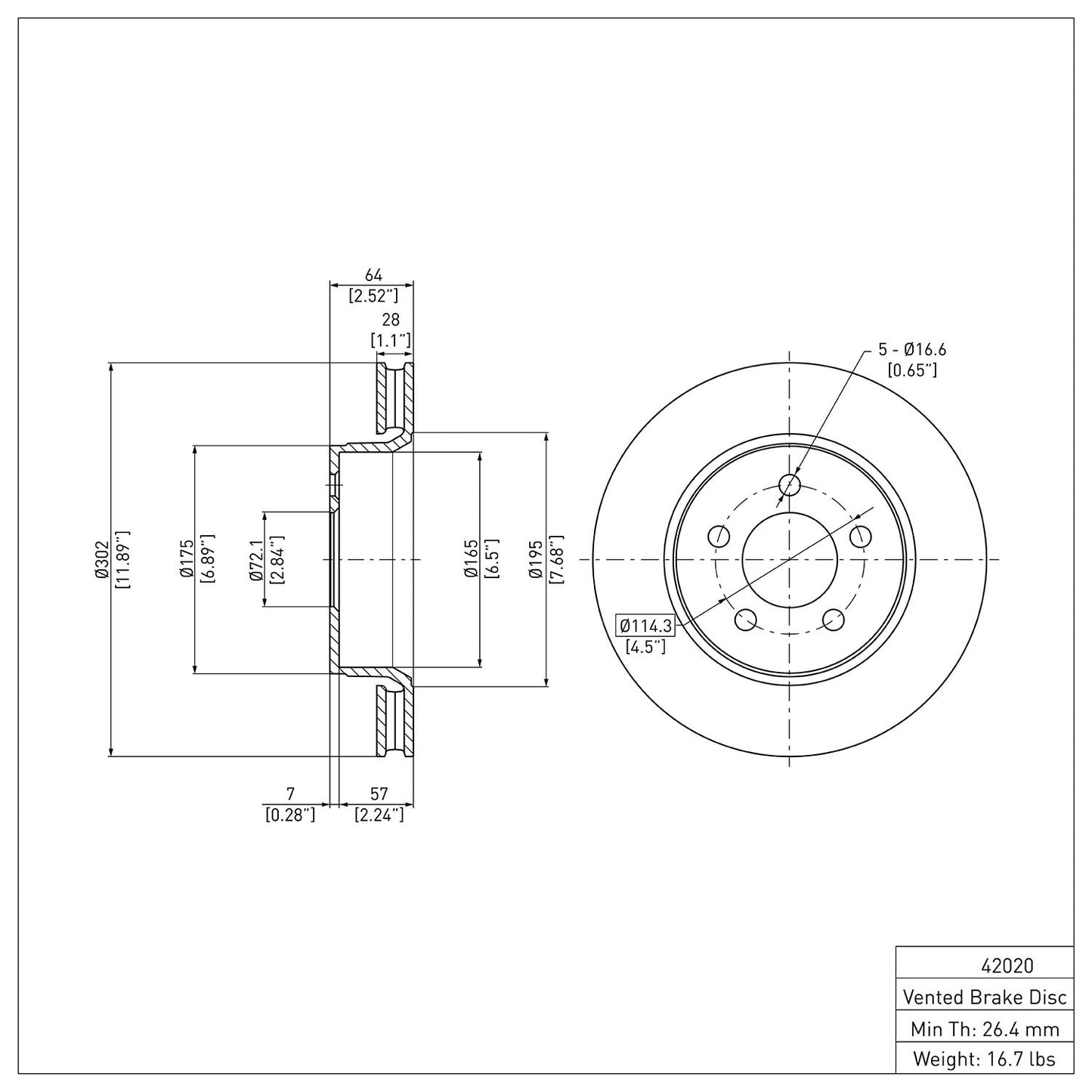 Dynamic Friction Company Disc Brake Rotor 604-42020