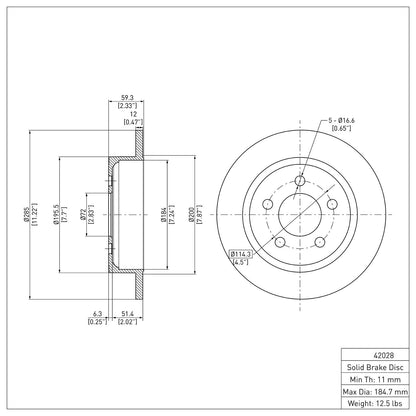Dynamic Friction Company Disc Brake Rotor 604-42028