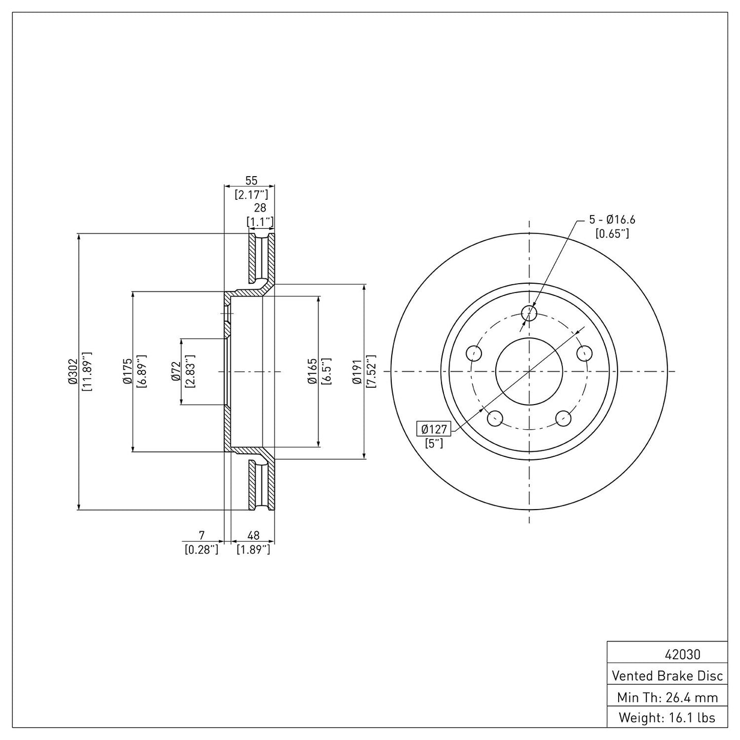 Dynamic Friction Company Disc Brake Rotor 604-42030