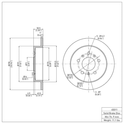 Dynamic Friction Company Disc Brake Rotor 604-45011