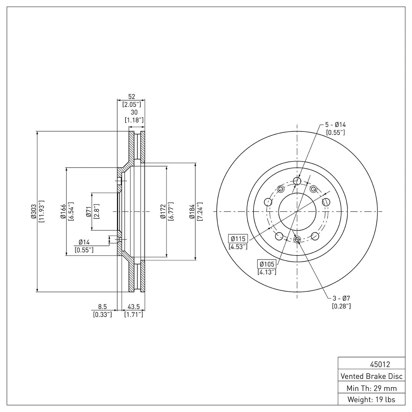 Dynamic Friction Company Disc Brake Rotor 604-45012