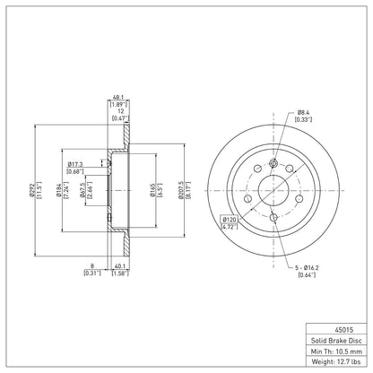 Dynamic Friction Company Disc Brake Rotor 604-45015