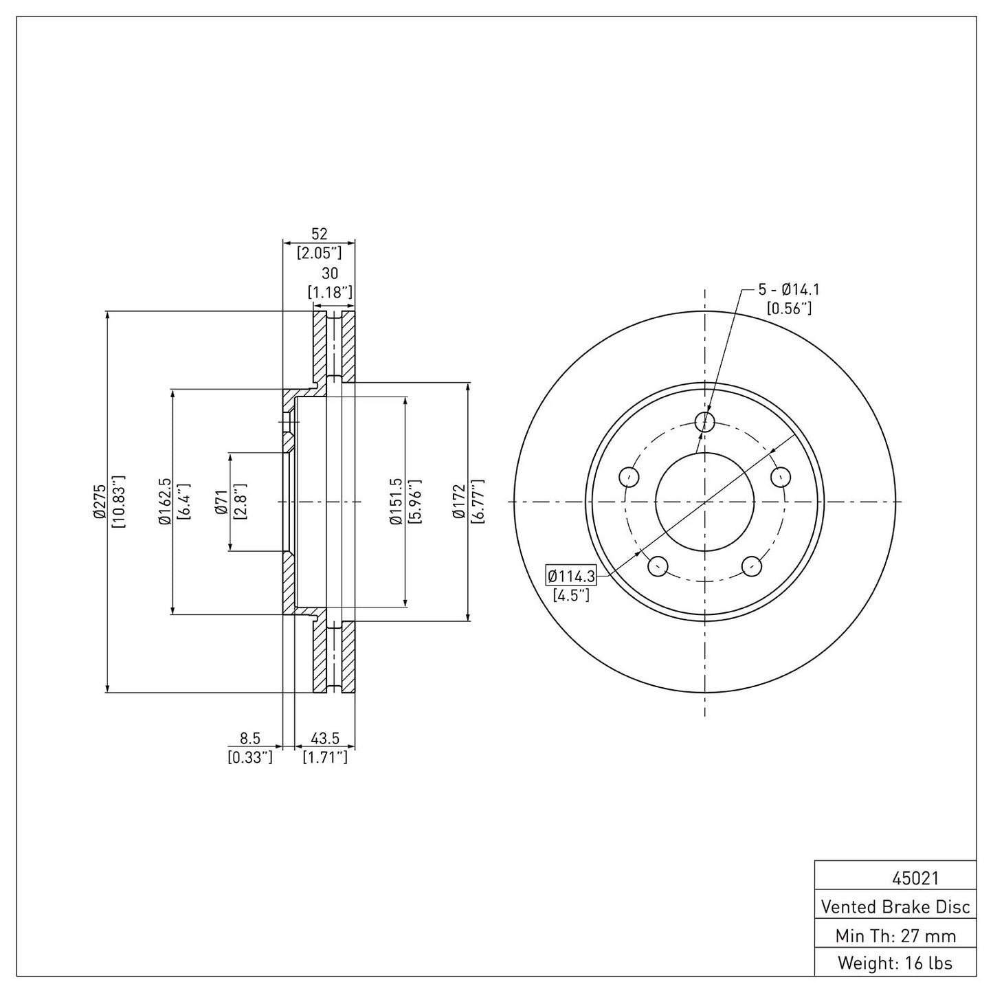 Dynamic Friction Company Disc Brake Rotor 604-45021
