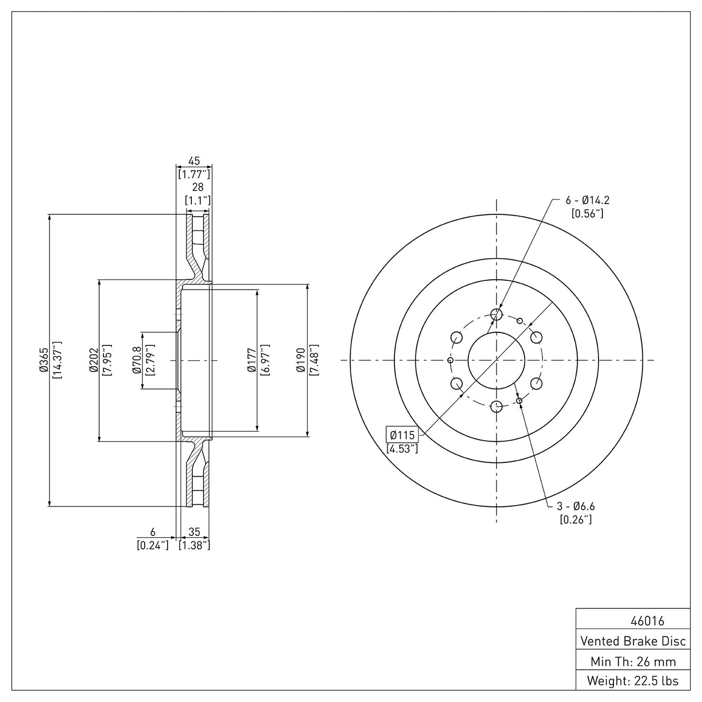 Dynamic Friction Company Disc Brake Rotor 604-46016