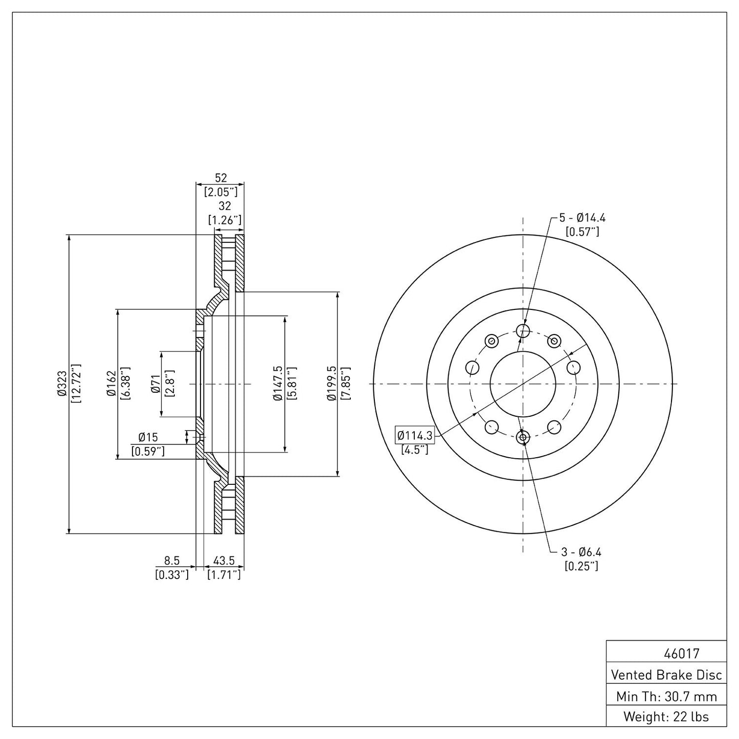 Dynamic Friction Company Disc Brake Rotor 604-46017