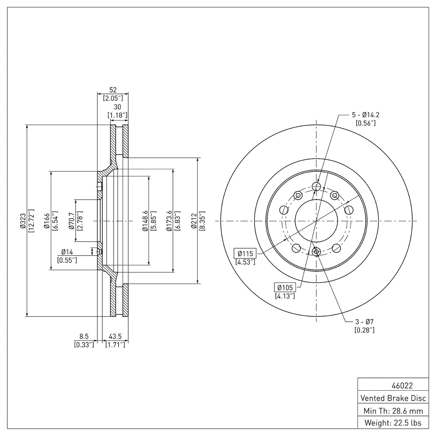 Dynamic Friction Company Disc Brake Rotor 604-46022