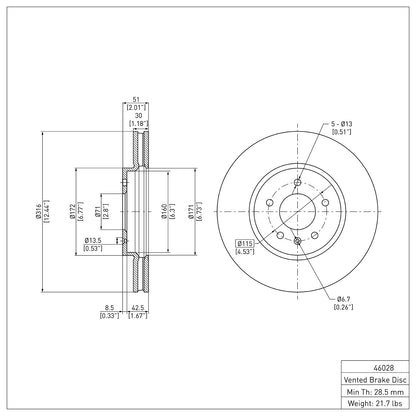 Dynamic Friction Company Disc Brake Rotor 604-46028