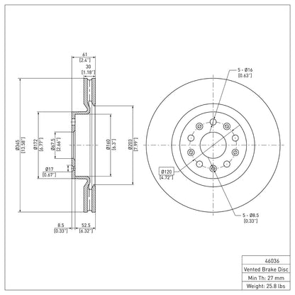 Dynamic Friction Company Disc Brake Rotor 604-46036