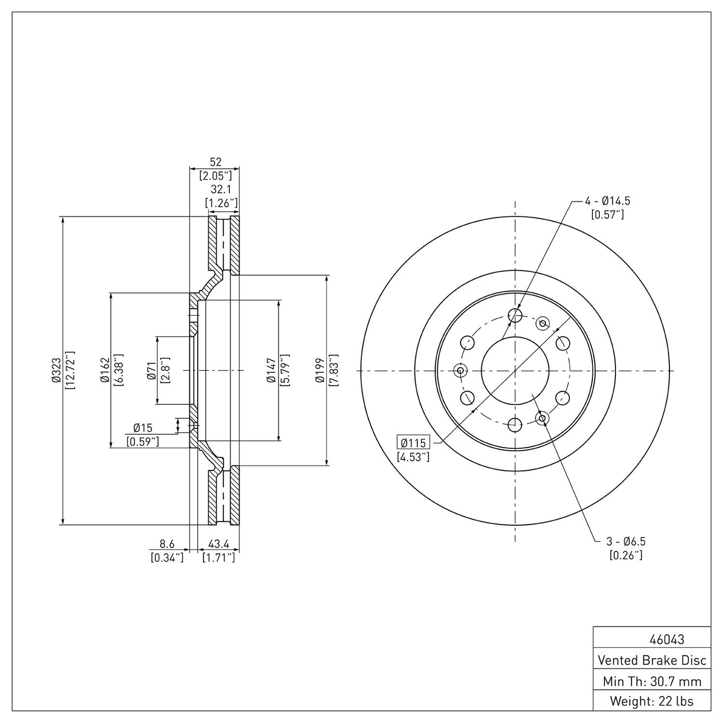 Dynamic Friction Company Disc Brake Rotor 604-46043