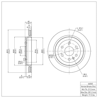 Dynamic Friction Company Disc Brake Rotor 604-46045