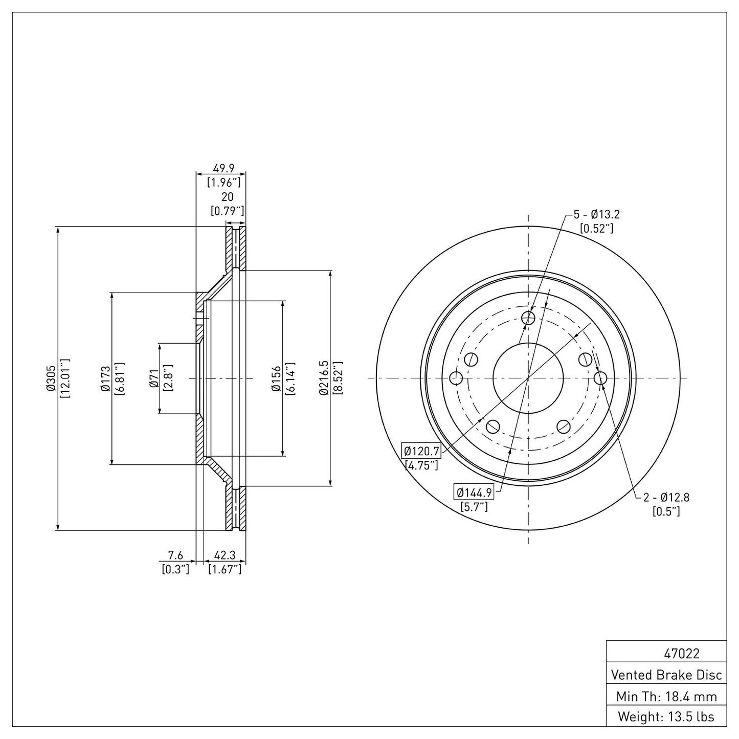 Dynamic Friction Company Disc Brake Rotor 604-47022