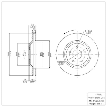 Dynamic Friction Company Disc Brake Rotor 604-47023D