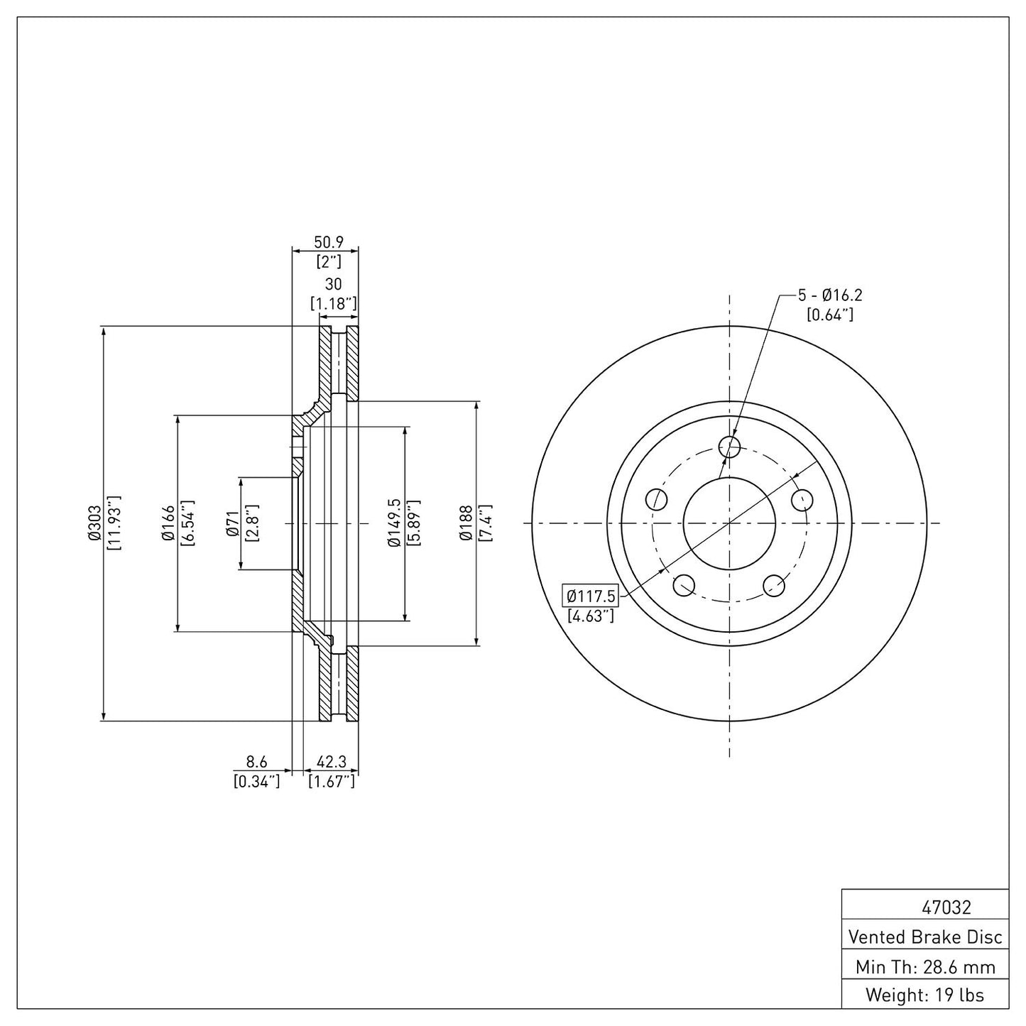 Dynamic Friction Company Disc Brake Rotor 604-47032