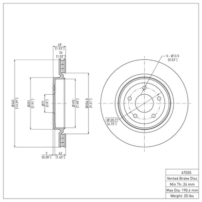 Dynamic Friction Company Disc Brake Rotor 604-47035