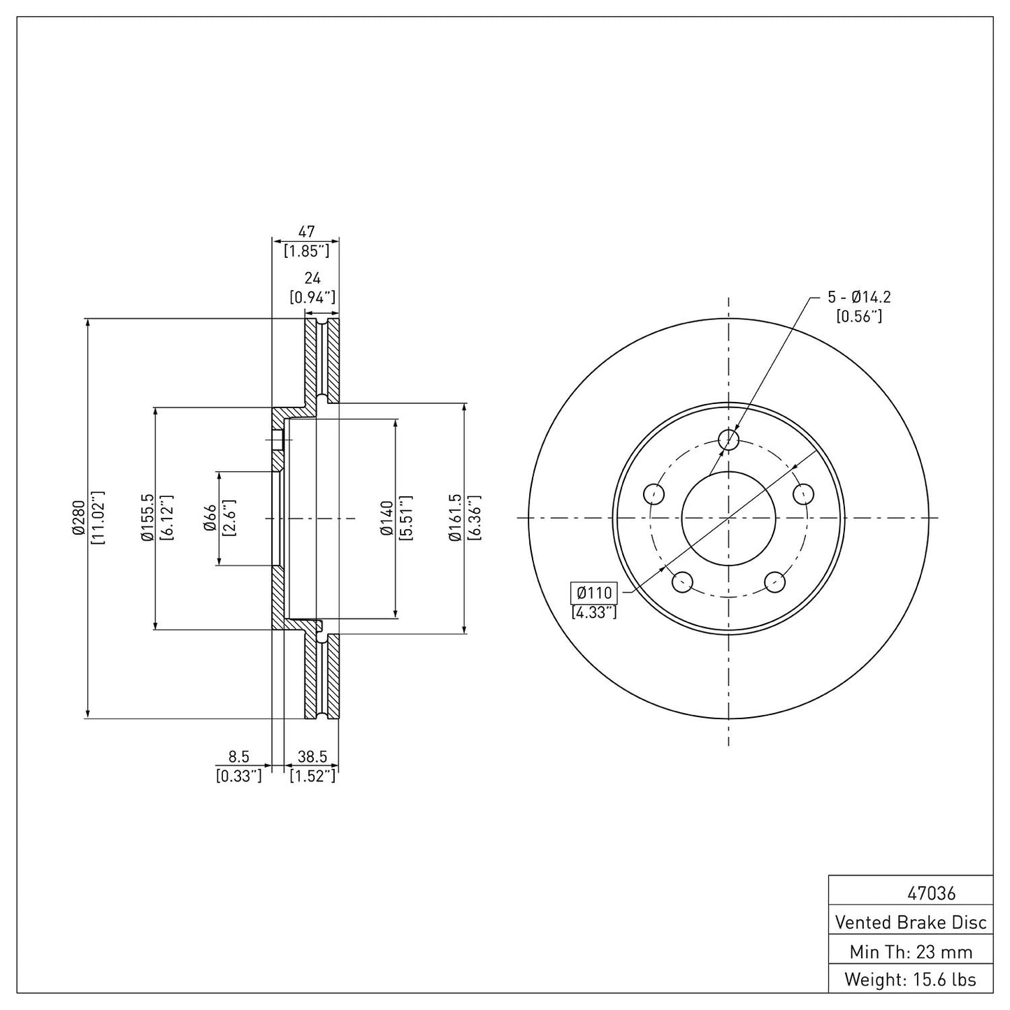 Dynamic Friction Company Disc Brake Rotor 604-47036