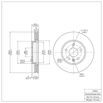 Dynamic Friction Company Disc Brake Rotor 604-47043