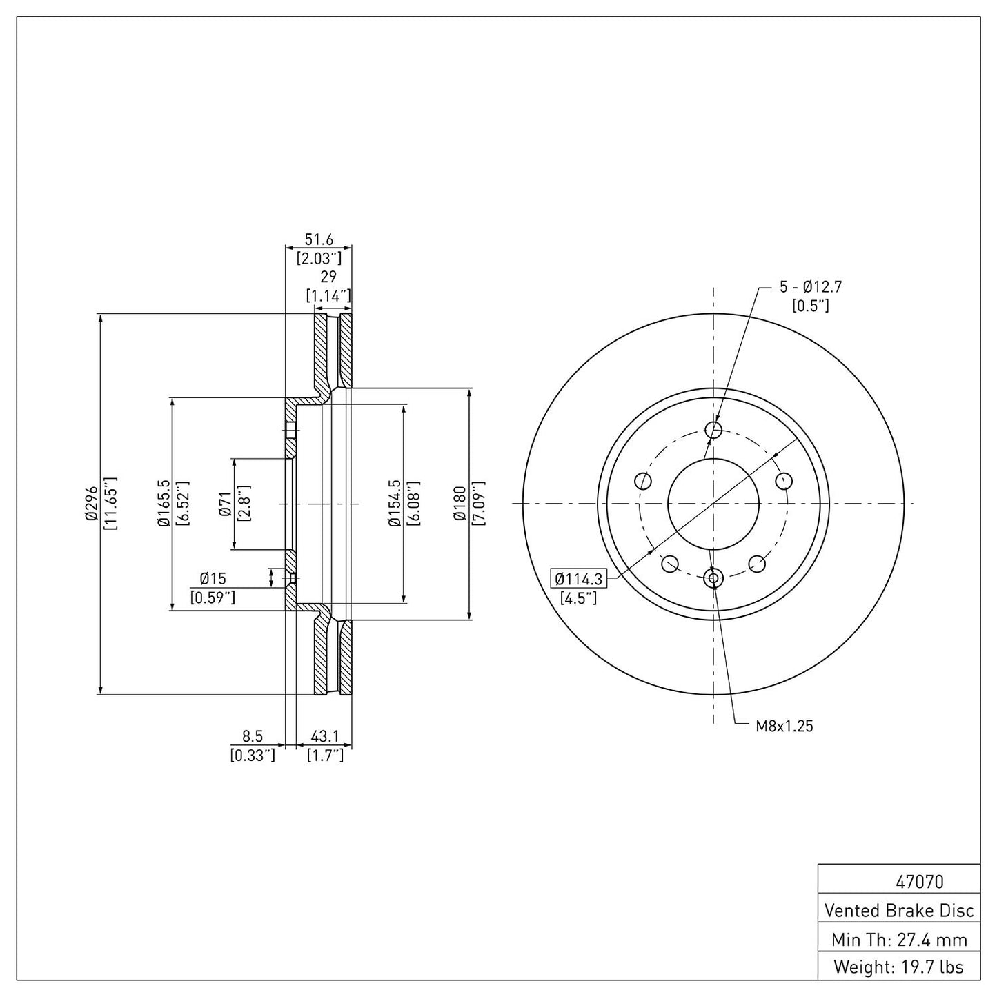 Dynamic Friction Company Disc Brake Rotor 604-47070