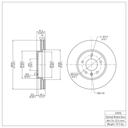 Dynamic Friction Company Disc Brake Rotor 604-47070