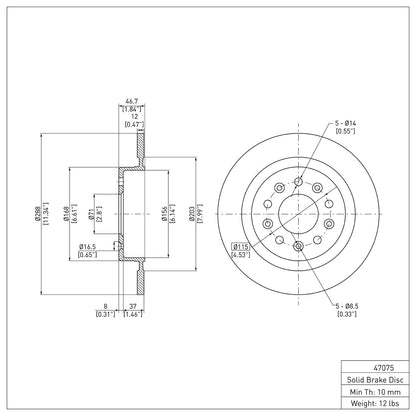 Dynamic Friction Company Disc Brake Rotor 604-47075