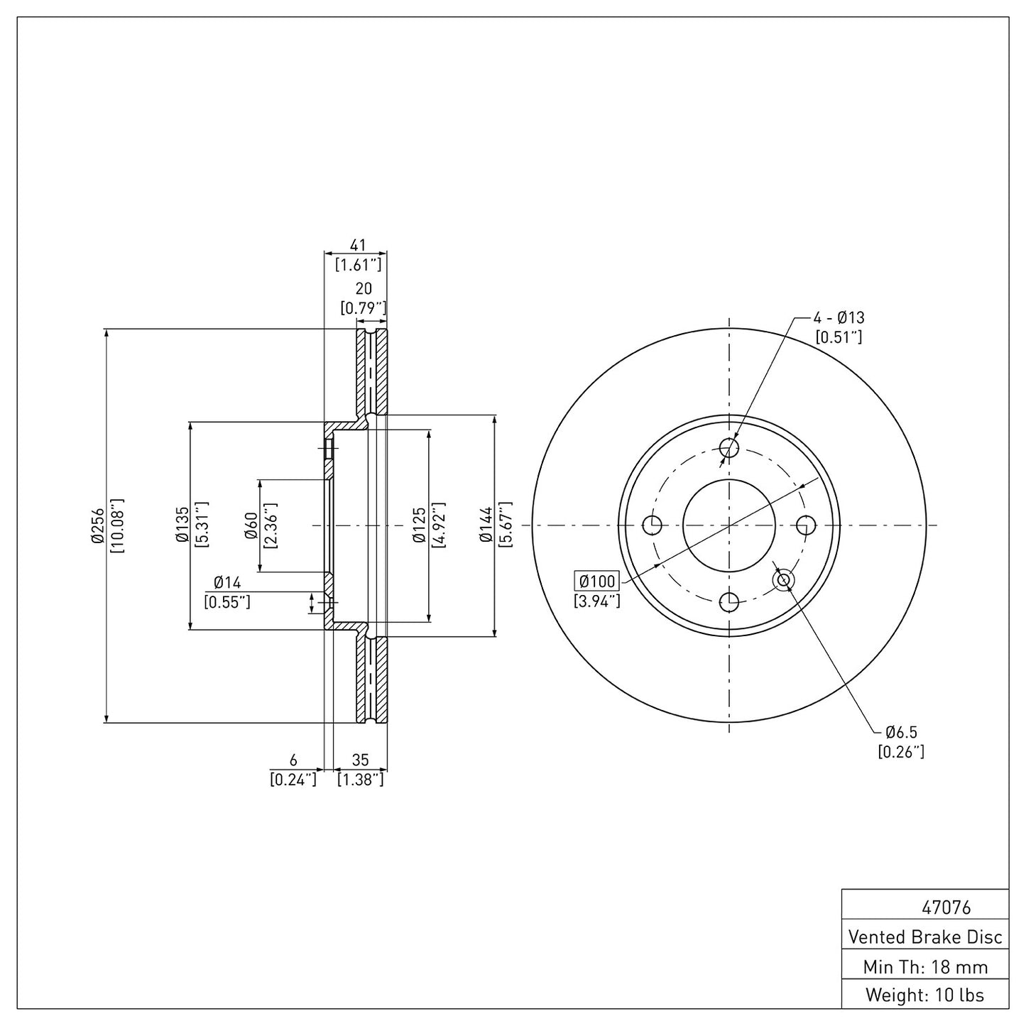 Dynamic Friction Company Disc Brake Rotor 604-47076