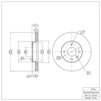 Dynamic Friction Company Disc Brake Rotor 604-47076