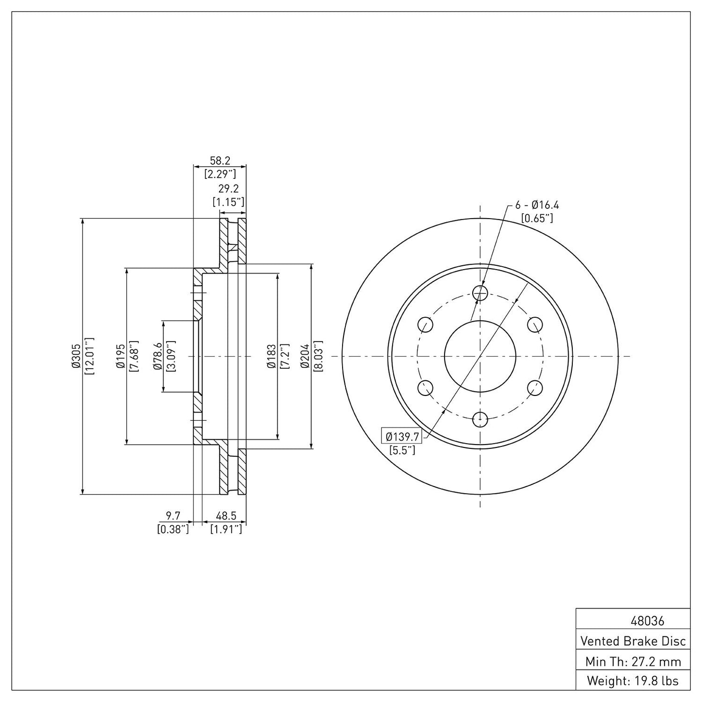 Dynamic Friction Company Disc Brake Rotor 604-48036