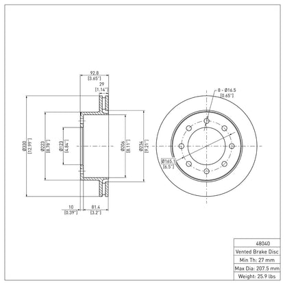 Dynamic Friction Company Disc Brake Rotor 604-48040
