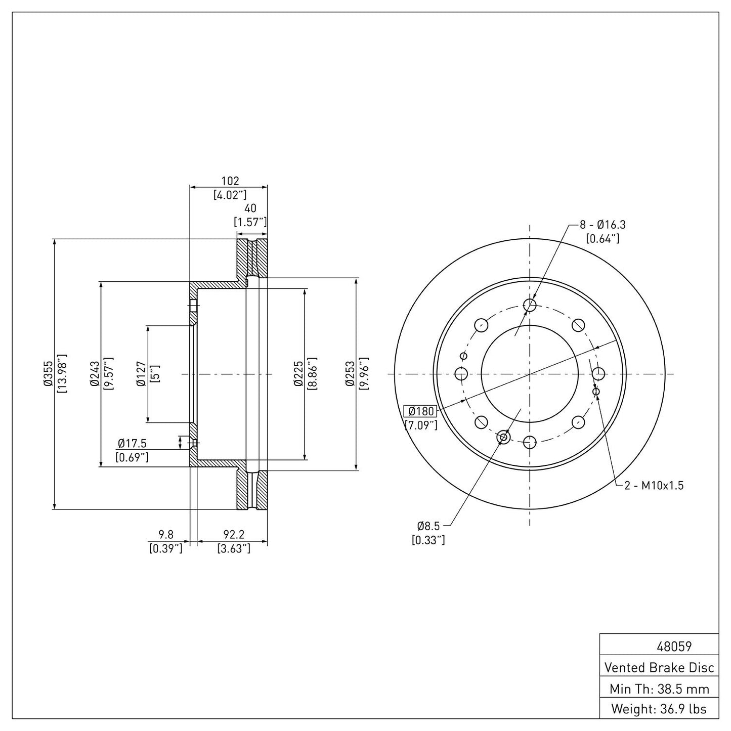 Dynamic Friction Company Disc Brake Rotor 604-48059