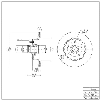 Dynamic Friction Company Disc Brake Rotor 604-51000