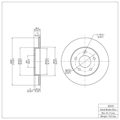Dynamic Friction Company Disc Brake Rotor 604-52010