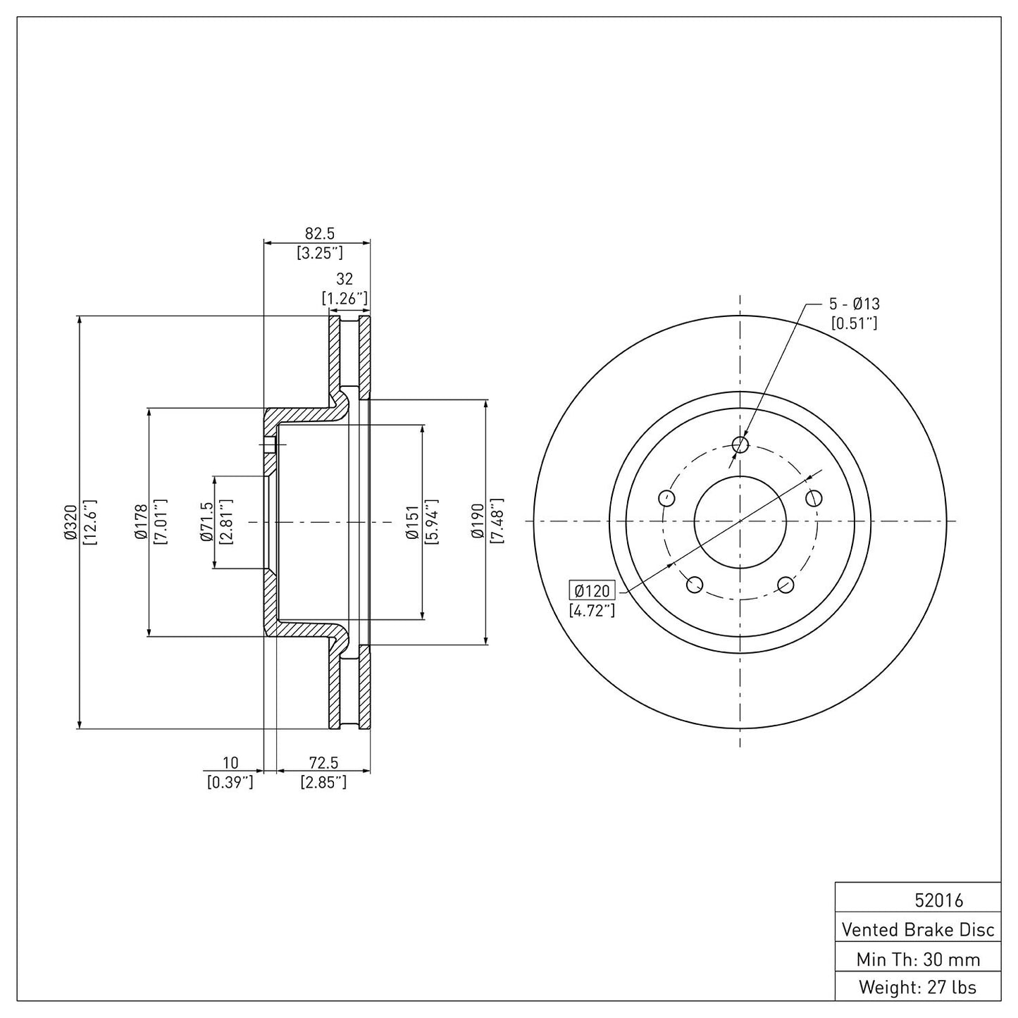Dynamic Friction Company Disc Brake Rotor 604-52016