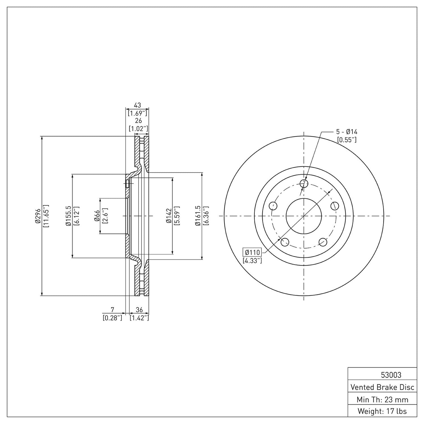 Dynamic Friction Company Disc Brake Rotor 604-53003
