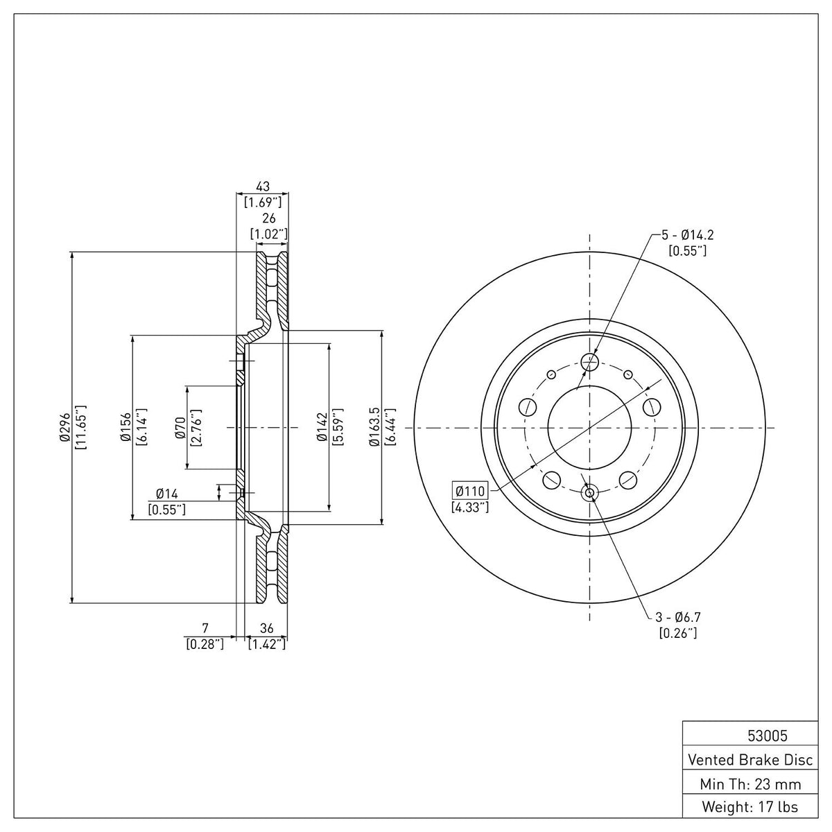 Dynamic Friction Company Disc Brake Rotor 604-53005