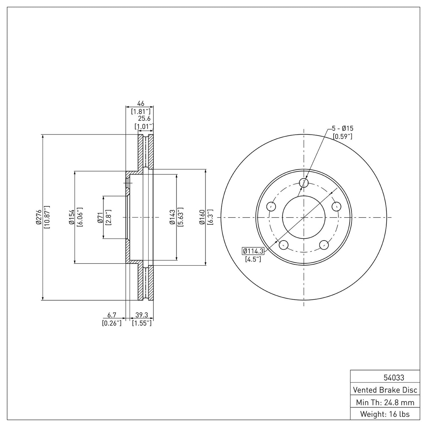 Dynamic Friction Company Disc Brake Rotor 604-54033