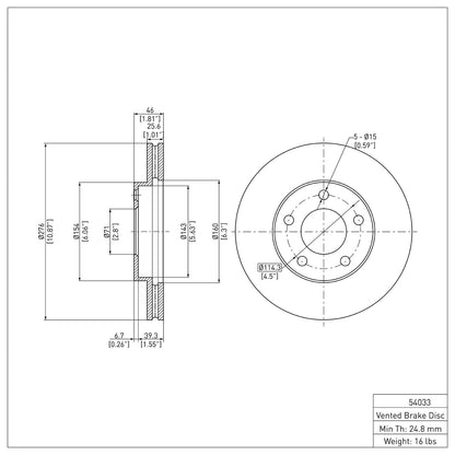 Dynamic Friction Company Disc Brake Rotor 604-54033