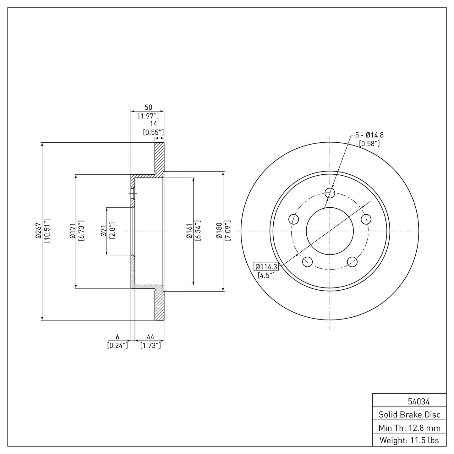Dynamic Friction Company Disc Brake Rotor 604-54034