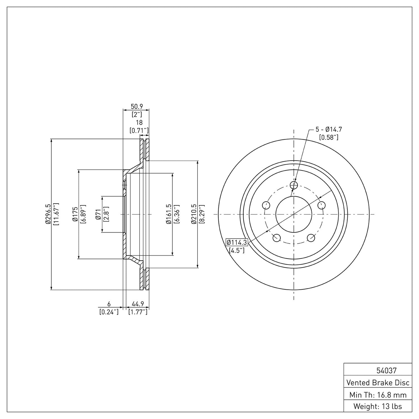 Dynamic Friction Company Disc Brake Rotor 604-54037